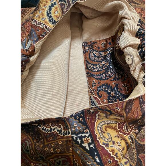 Vintage Echo Silk Paisley handbag‎ metal round handle Y2K Boho - Picture 7 of 8